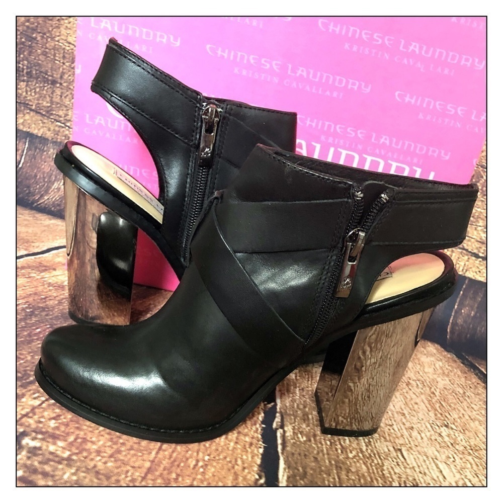 Kristin Cavallari Remi Mirrored Block Heel Booties